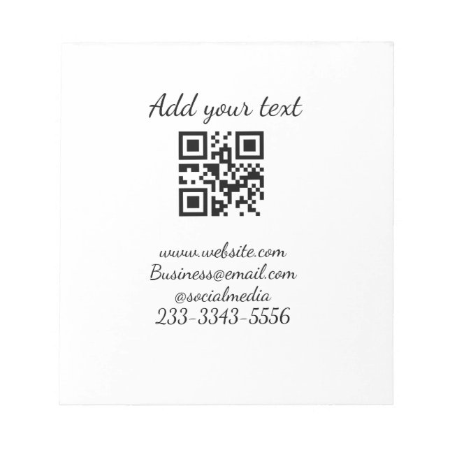 simple custom QR code add your name text  Classic  Notepad (Front)