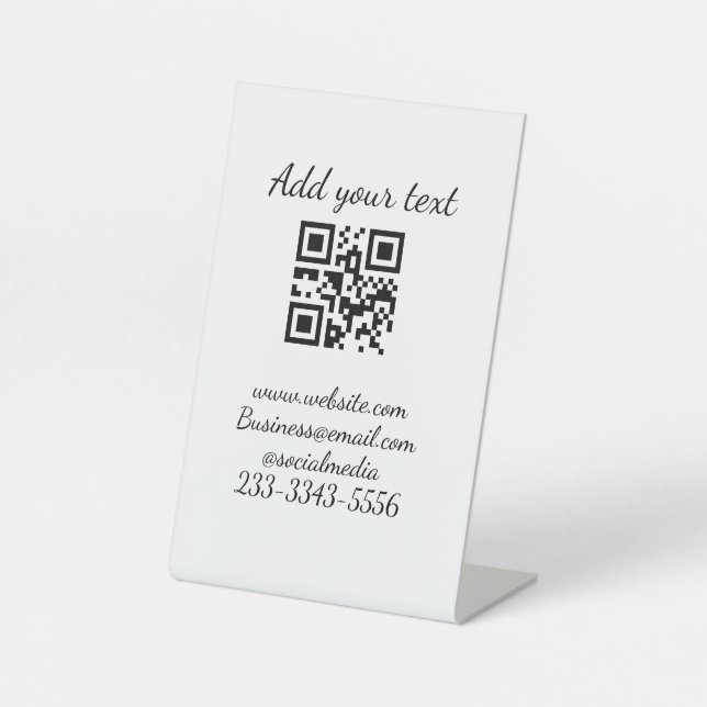 simple custom QR code add your name text  Classic  Pedestal Sign (Front)