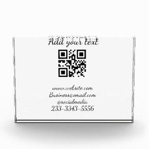 simple custom QR code add your name text Classic Photo Block