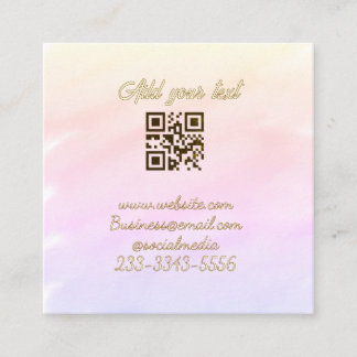 simple custom QR code add your name text Classic Square Business Card
