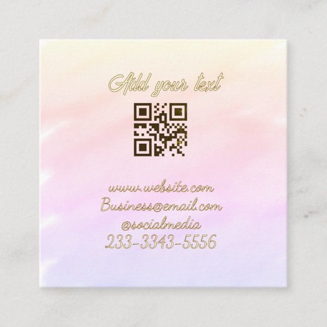 simple custom QR code add your name text  Classic  Square Business Card (Front)
