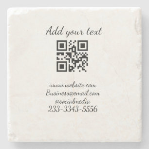 simple custom QR code add your name text  Classic  Stone Coaster
