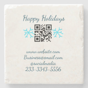 simple custom QR code add your name text Classic Stone Coaster