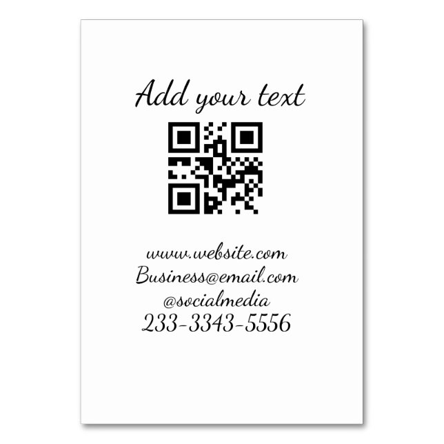 simple custom QR code add your name text  Classic  Table Number (Front)