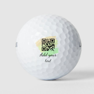 simple custom QR code add your name text watercolo Golf Balls