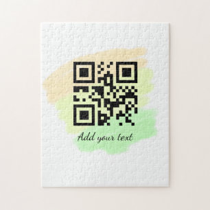 simple custom QR code add your name text watercolo Jigsaw Puzzle