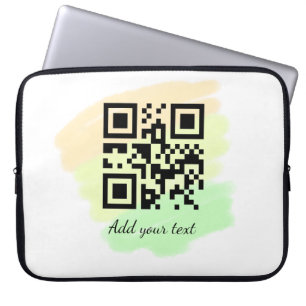 simple custom QR code add your name text watercolo Laptop Sleeve