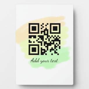 simple custom QR code add your name text watercolo Plaque