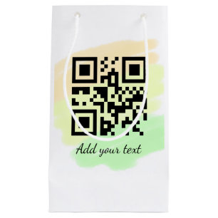 simple custom QR code add your name text watercolo Small Gift Bag