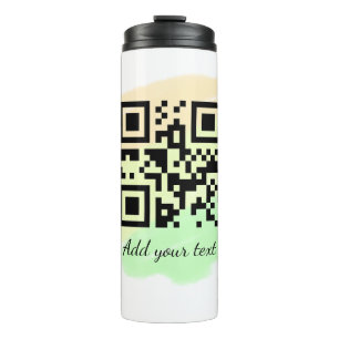 simple custom QR code add your name text watercolo Thermal Tumbler