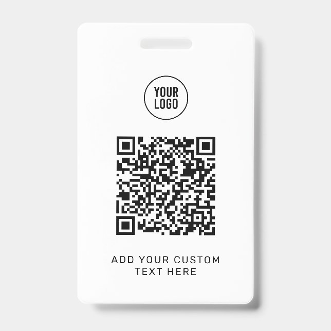 Simple Custom QR Code Business Logo Lanyard Card ID Badge (Front)