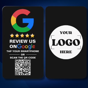 Simple Custom Qr Code Google Review Black Business Card