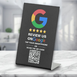 Simple Custom Qr Code Google Review Black Pedestal Sign