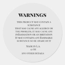 simple custom small business warnings product labe