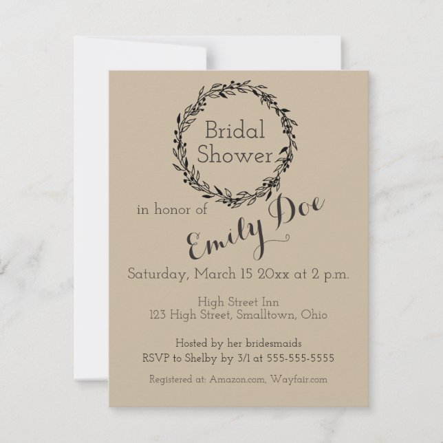 Simple Custom Template Bridal Shower Invitation (Front)