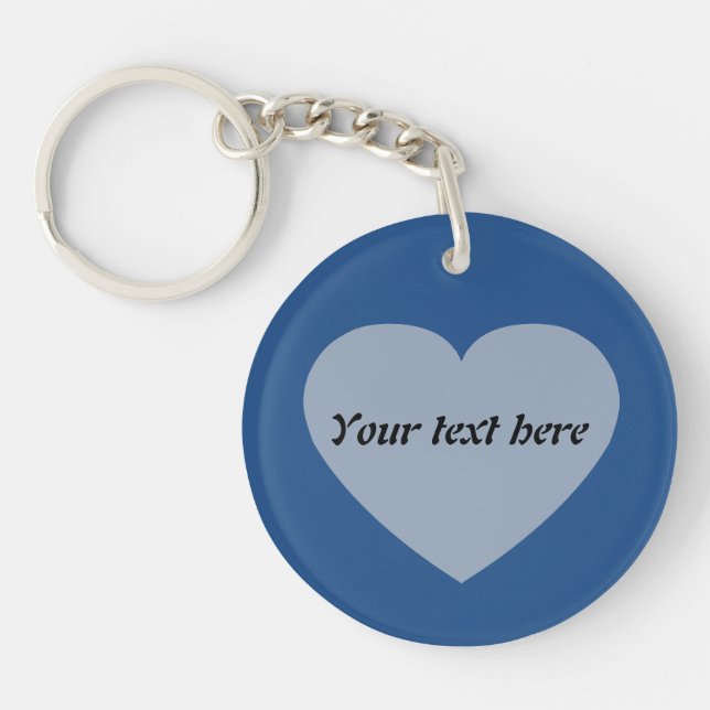 Simple Custom Text Heart Design Key Ring (Front)