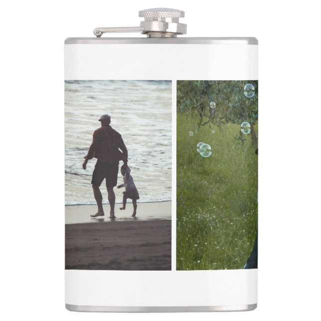 Simple Custom Two Photo Hip Flask (Front)