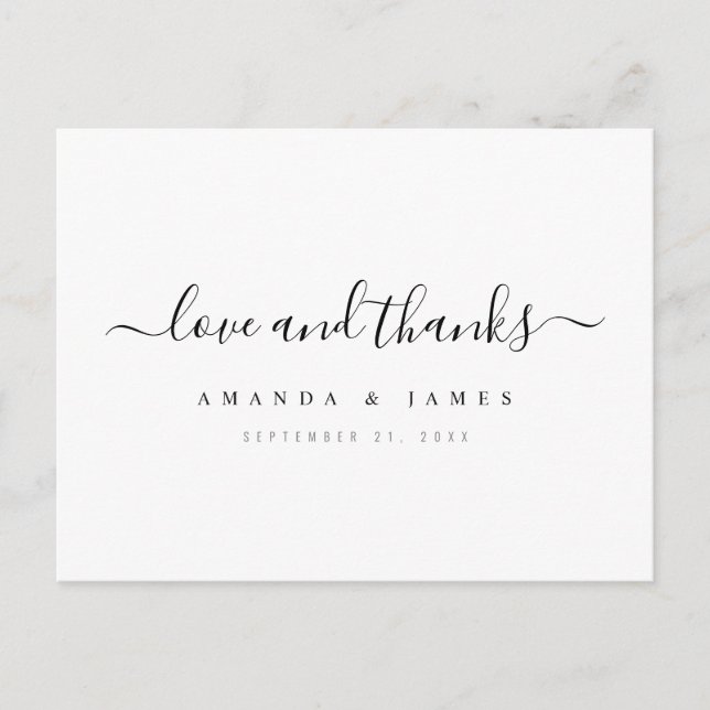 Simple Custom Wedding Thank You Postcard (Front)