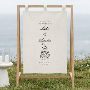 Simple Custom Wedding Welcome Banner, Personalised Banner