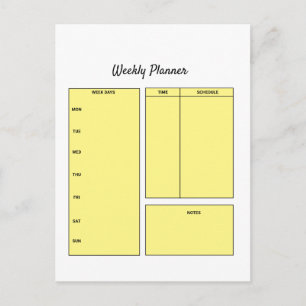 simple custom weekly planner to do list task notep postcard