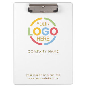 Simple Custom White and Gold Company Business Logo Clipboard