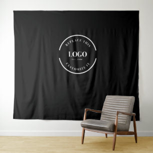 Simple Custom white Logo backdrop Company branding Tapestry