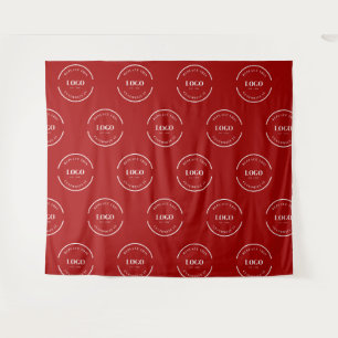 Simple Custom white Logo step and repeat red Tapestry