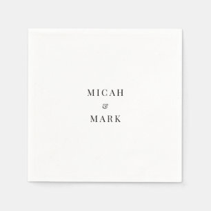 Simple Custom White Wedding Cocktail Napkins