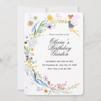 Simple Custom White & Yellow Watercolor Birthday Invitation
