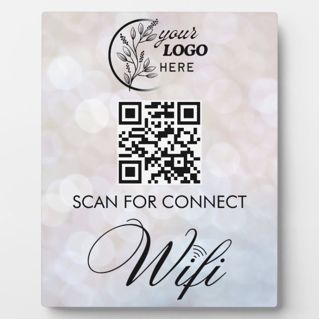 Simple Custom Wifi Network QR code Password Black Plaque (Front)