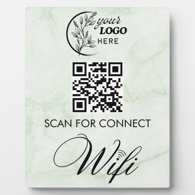 Simple Custom Wifi Network QR code Password Black Plaque (Front)