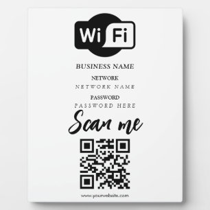 Simple Custom Wifi Network QR code Password Black Plaque