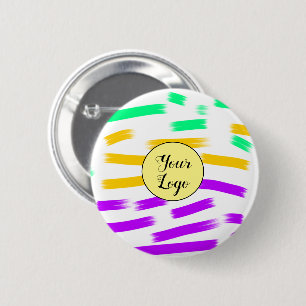 simple custom yellow blue watercolor add logo mini 6 cm round badge