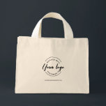 Simple Custom Your Business logo here and website Mini Tote Bag<br><div class="desc">Promote sustainability and your business with the Simple Custom "Your Business Logo Here and Website" Mini Tote Bag. These customisable tote bags are not only eco-friendly but also provide a practical way for customers, clients, employees, and patrons to showcase your brand. By adding your business logo and website to these...</div>