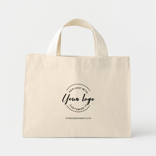 Simple Custom Your Business logo here and website Mini Tote Bag (Front)