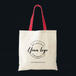 Simple Custom Your Business logo here and website Tote Bag<br><div class="desc">It pleases me to see more people using reusable grocery bags to help the environment. You can easily customise these tote bags with your logo and website and have customers, clients, employees, and patrons show off your brand with a useable bag. Support a greener way to package your gifts and...</div>