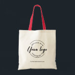 Simple Custom Your Business logo here and website Tote Bag<br><div class="desc">It pleases me to see more people using reusable grocery bags to help the environment. You can easily customise these tote bags with your logo and website and have customers, clients, employees, and patrons show off your brand with a useable bag. Support a greener way to package your gifts and...</div>