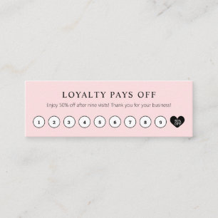 Simple Customer Discount Blush Pink with heart Loyalty Card