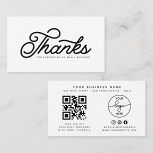 Simple Customer Thanks Retro Script Qr Code Business Card