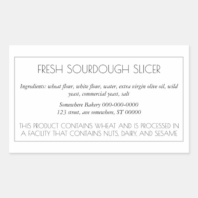 Simple Customisable Baking Label (Front)