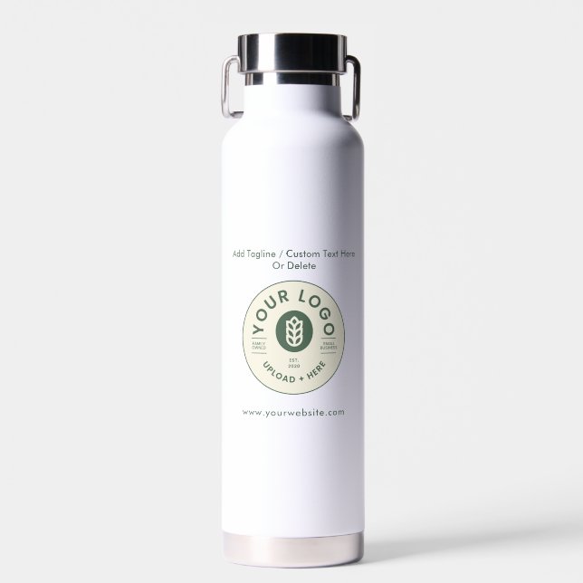 Simple Customisable Company Logo Website  Water Bottle (Front)