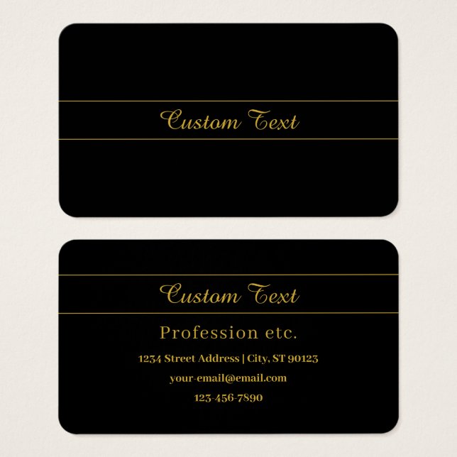 Simple Customisable Gold & Black Text Design  (Front & Back)