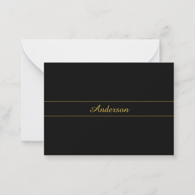 Simple Customisable Gold & Black Text Design  Card (Front)