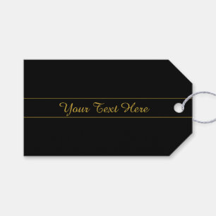 Simple Customisable Gold & Black Text Design  Gift Tags
