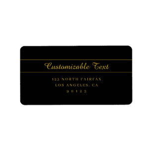 Simple Customisable Gold & Black Text Design  Label