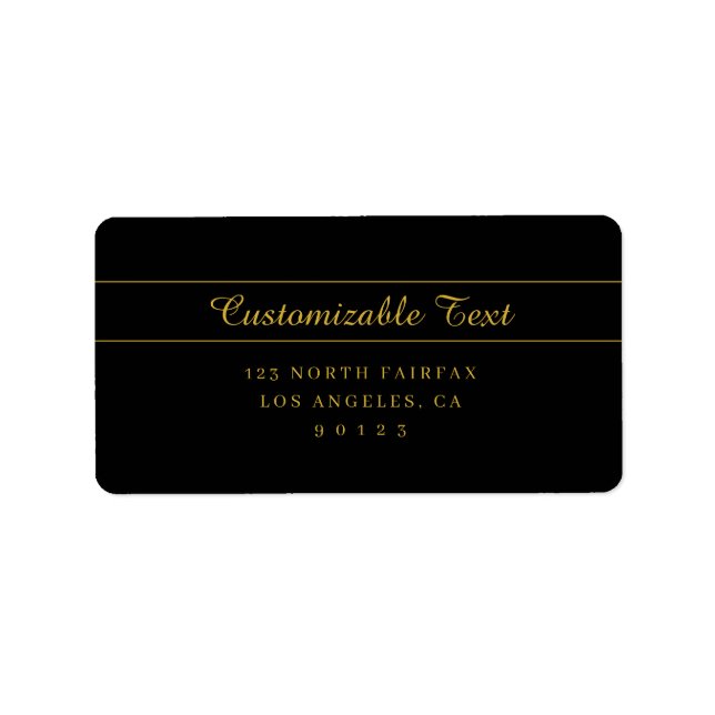 Simple Customisable Gold & Black Text Design  Label (Front)