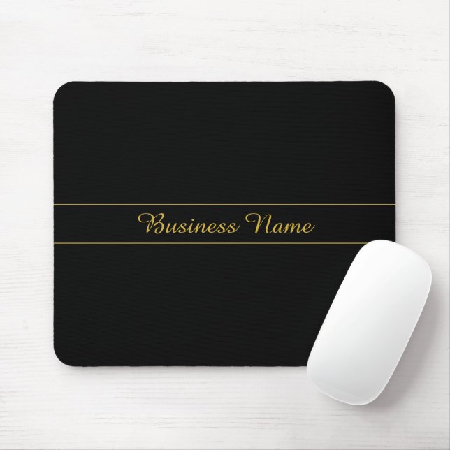 Simple Customisable Gold & Black Text Design  Mouse Pad (With Mouse)