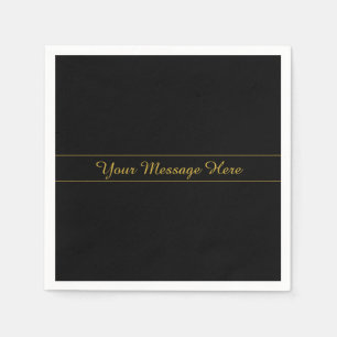 Simple Customisable Gold & Black Text Design  Napkin