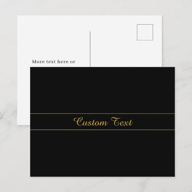 Simple Customisable Gold & Black Text Design  Postcard (Front/Back)