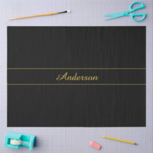 Simple Customisable Gold & Black Text Design  Tissue Paper